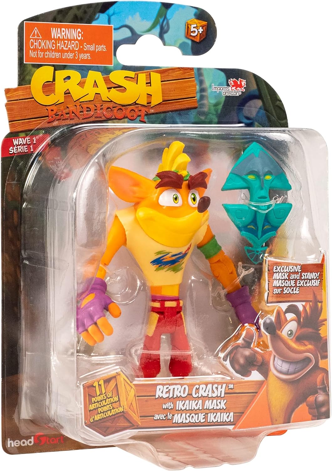 Crash Bandicoot Figur 12 cm Retro Crash mit Maske Action Figure