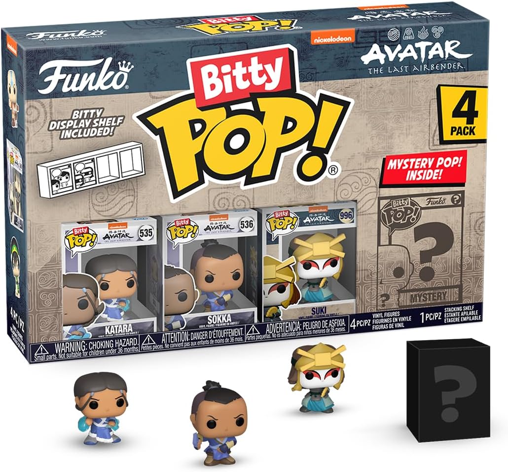 Funko Bitty Pop! Avatar: TLA - Katara 4PK - Katara, Sokka, Suki und eine Überraschungs-Mini-Figur - 0.9 Inch (2.2 cm) - Avatar: The Last Airbender Sammlerstück - Geschenkidee Fans