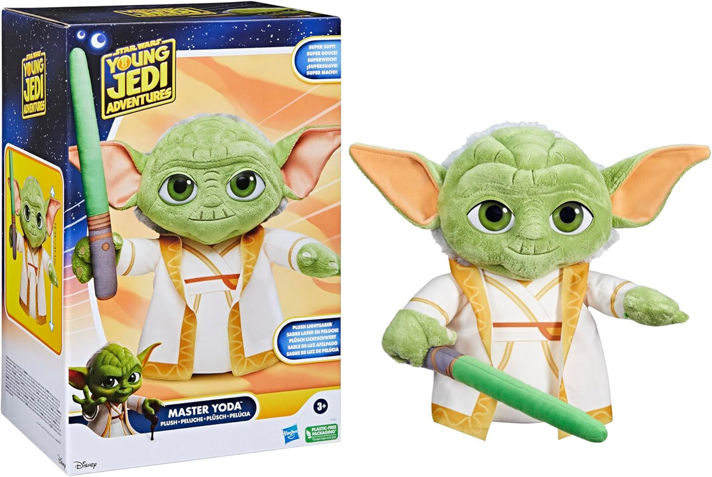 STAR WARS Young Jedi Adventures Master Yoda Plush, Plush, Toys, Preschool Toys for 3 Year Old Boys & Girls