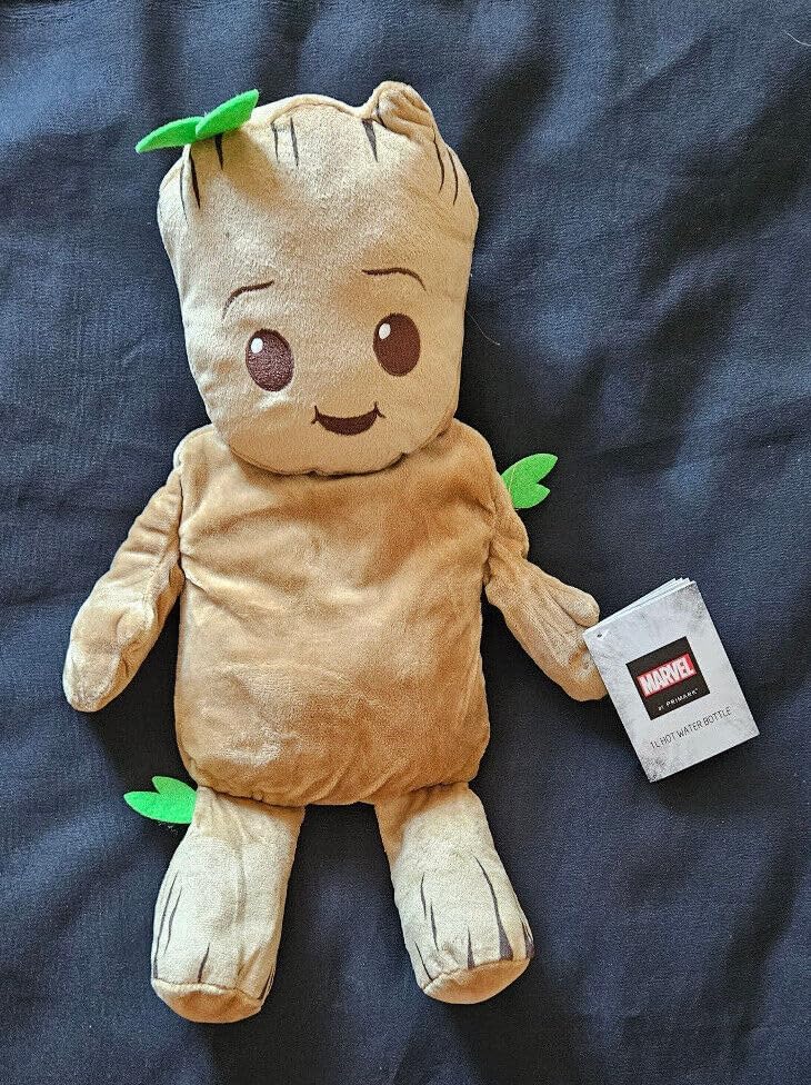 Wärmflasche Hot Water Bottle Bouillotte Auswahl Baby Yoda, Spiderman, Grinch, Groot , Stitch , Angel Plush Plüsch 1 Liter (Groot Wärmflasche)