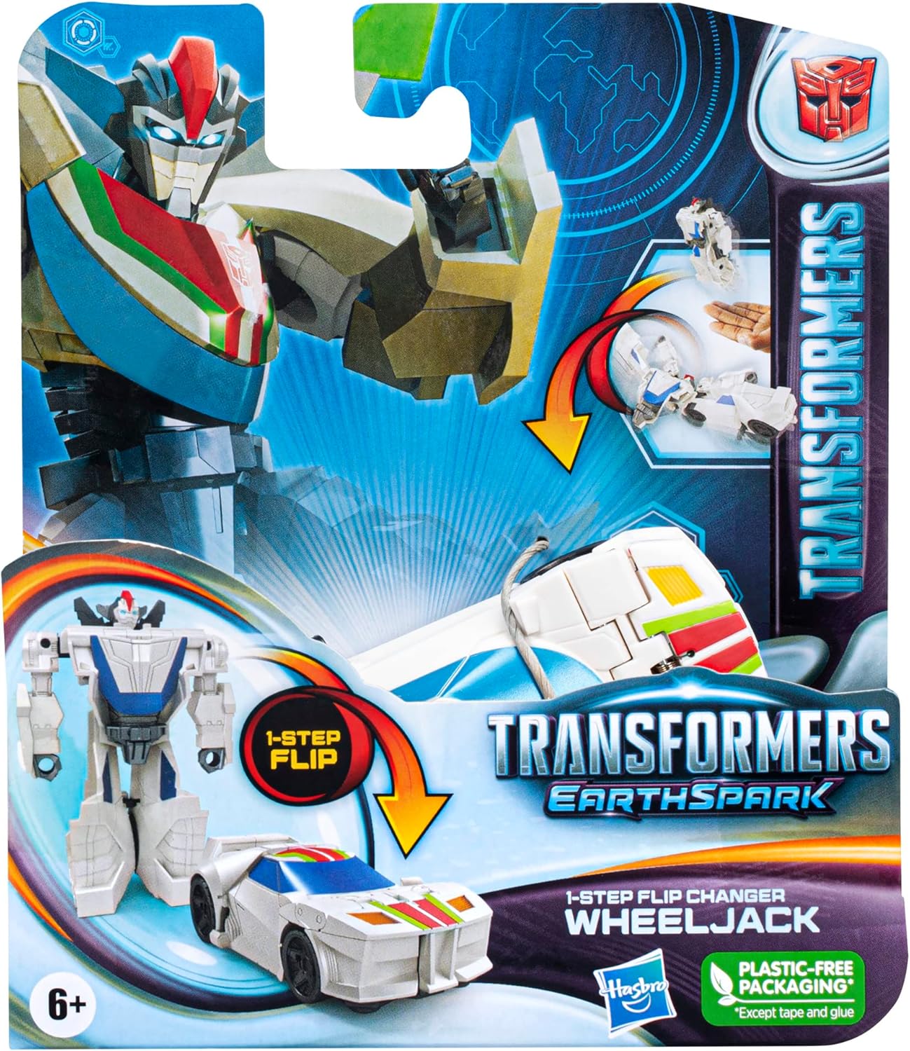 Transformers Spielzeug EarthSpark 1-Step Flip Changer Wheeljack, Action-Figur (10 cm)
