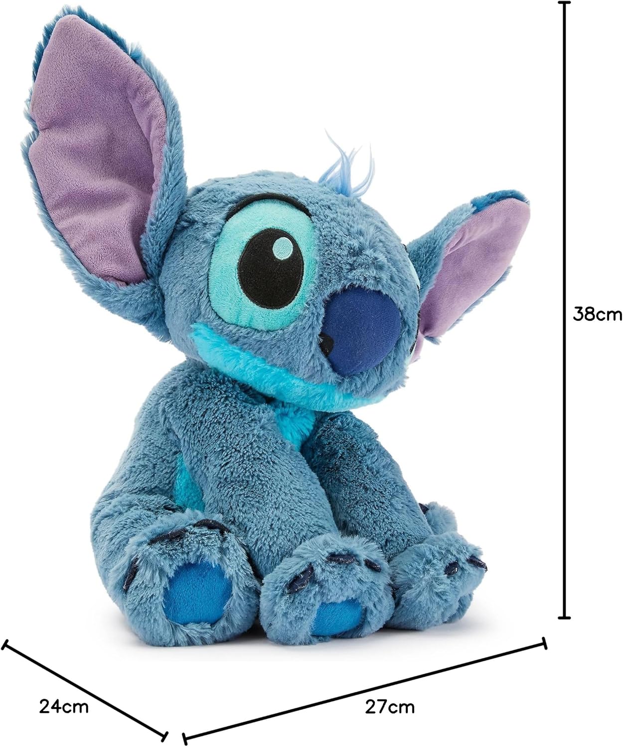 Disney Store Stitch Offizielles mittelgroßes Kuscheltier für Kinder, 38 cm, Kuscheltier mit Stickereien, Plüschoberfläche und beweglichen Schlappohren, geeignet ab 12 Monaten