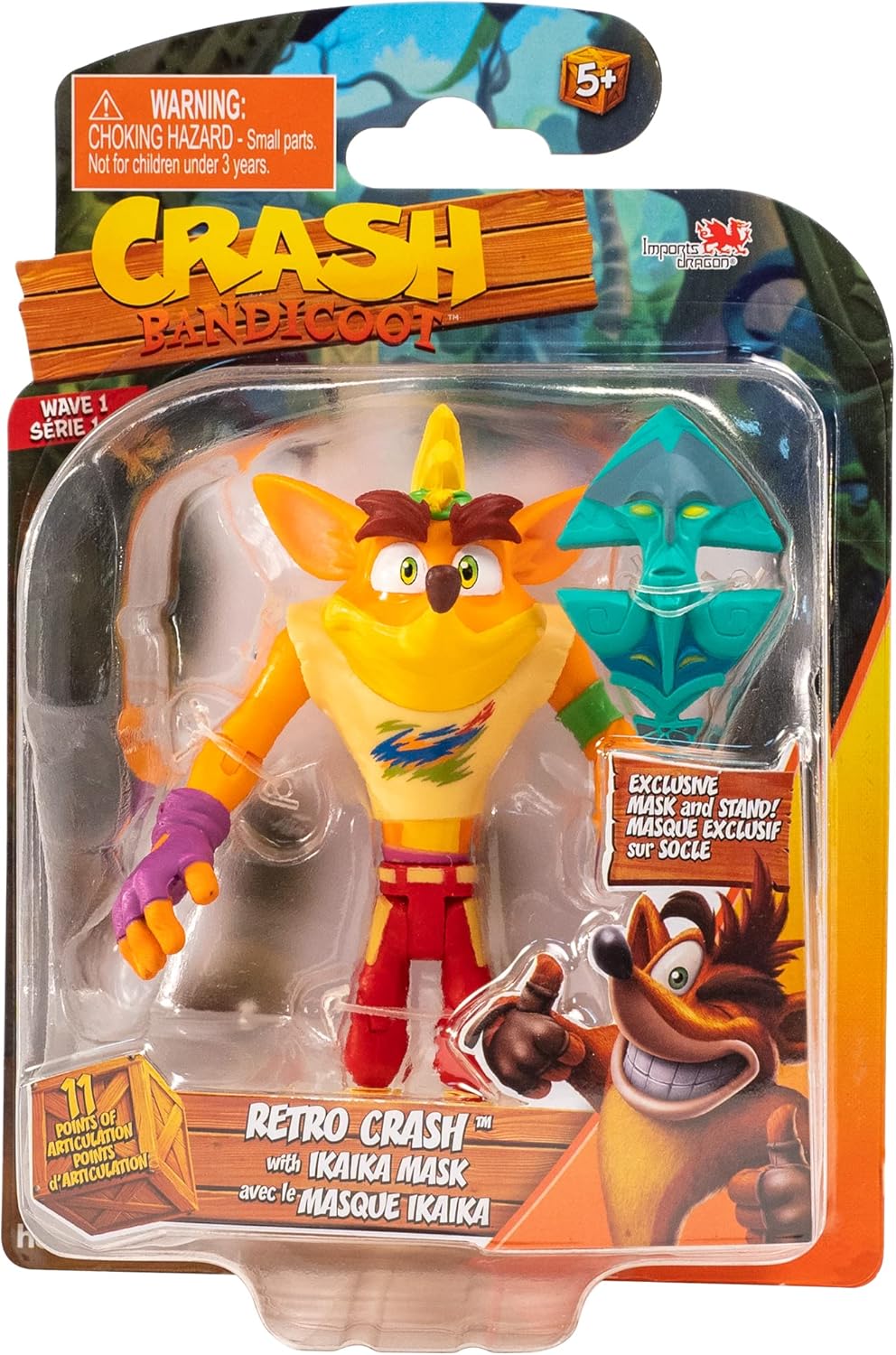 Crash Bandicoot Figur 12 cm Retro Crash mit Maske Action Figure