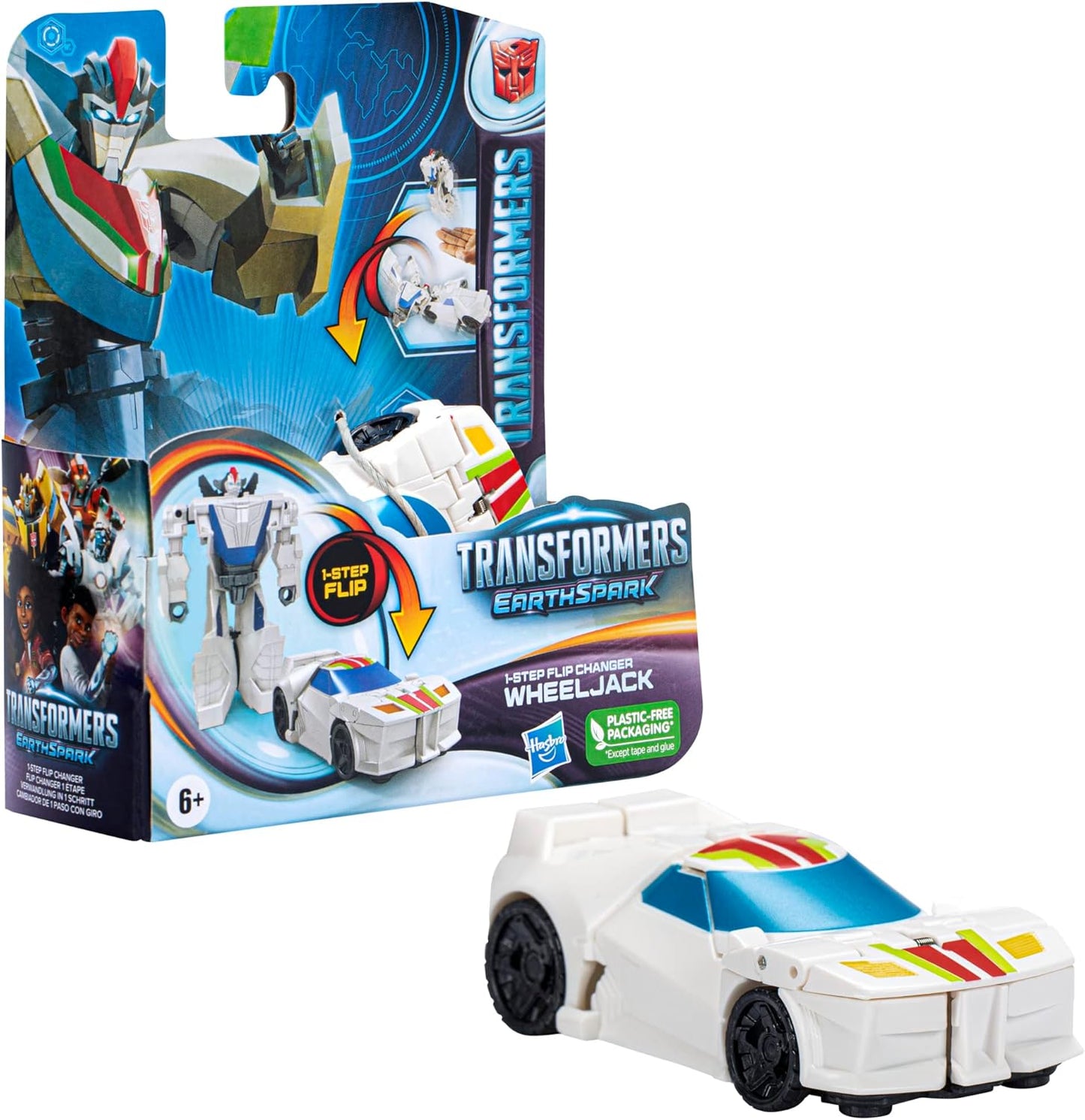 Transformers Spielzeug EarthSpark 1-Step Flip Changer Wheeljack, Action-Figur (10 cm)