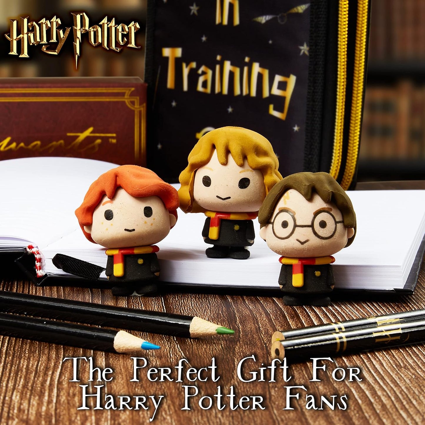 Harry Potter Radiergummi – 3 Stück Fantasie-Radiergummi für Kinder, Harry Ron Hermine – Geschenkidee Goodies Collection