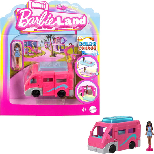 Mattel Mini Barbie Land pink Bus Pool