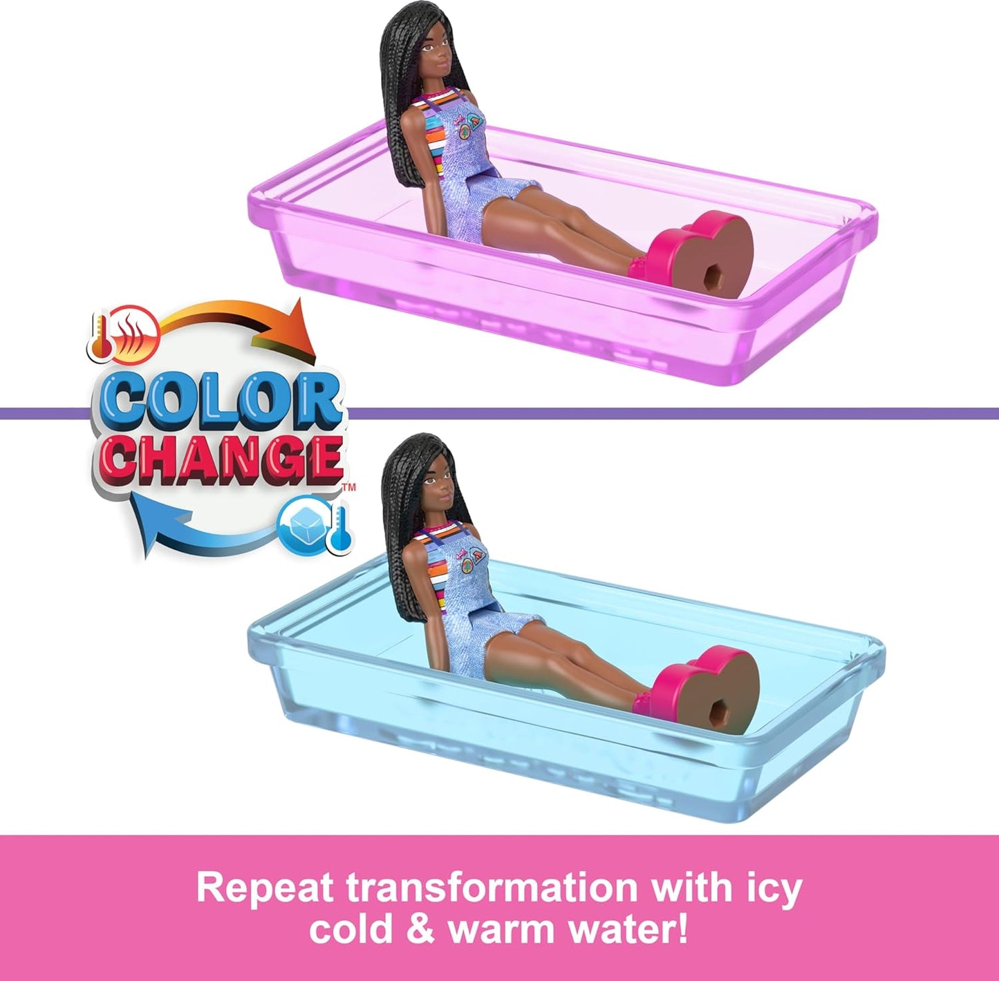Mattel Mini Barbie Land pink Bus Pool