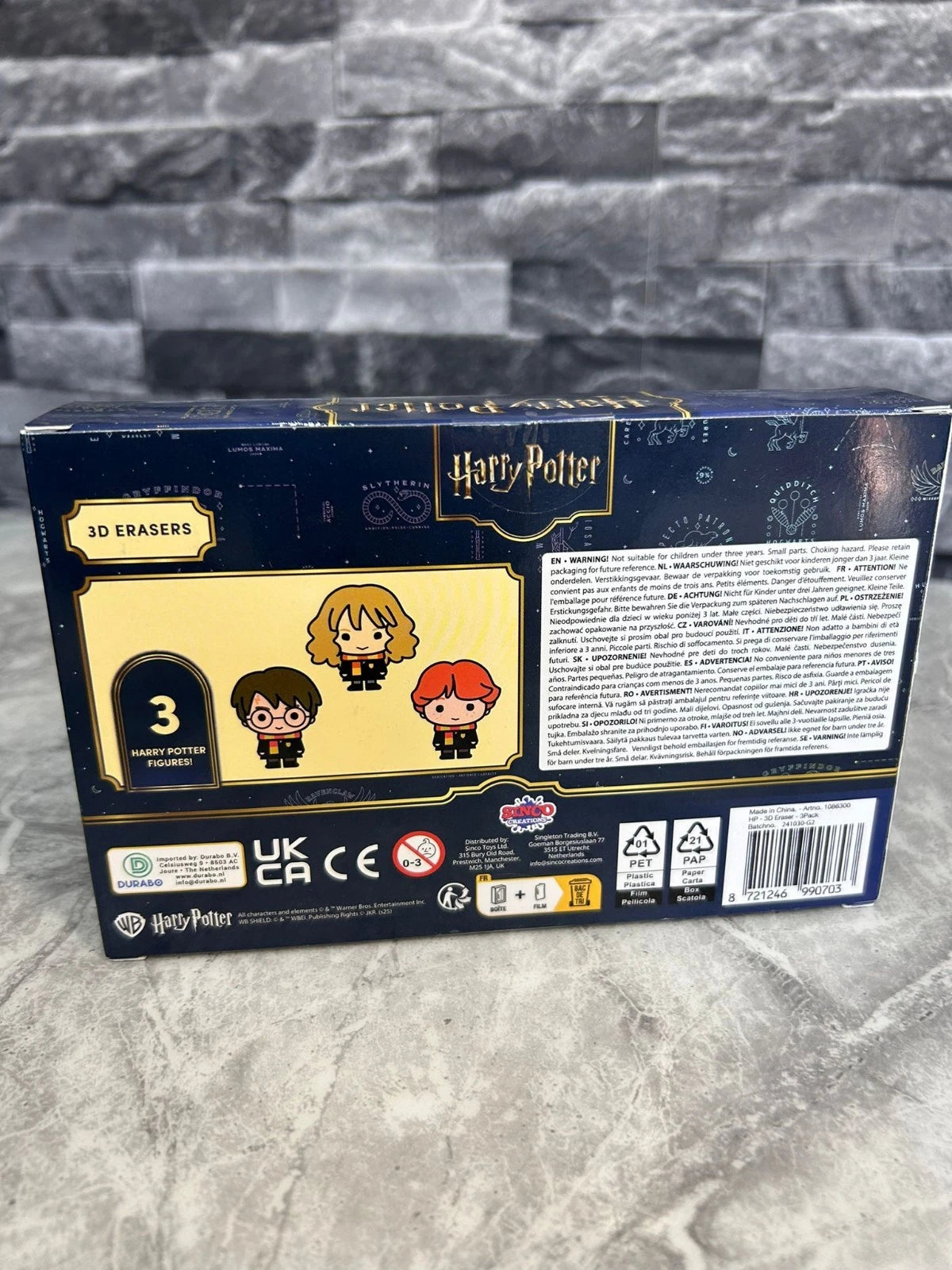 Harry Potter Radiergummi – 3 Stück Fantasie-Radiergummi für Kinder, Harry Ron Hermine – Geschenkidee Goodies Collection