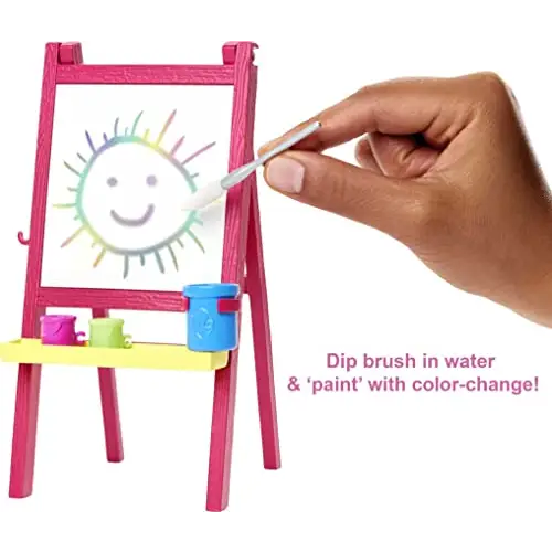 Barbie GJM30 - Kunstlehrerin Puppe (brünett) und Spielset