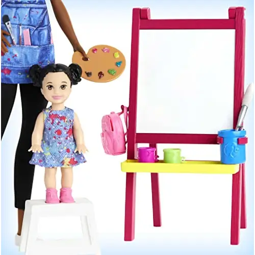 Barbie GJM30 - Kunstlehrerin Puppe (brünett) und Spielset
