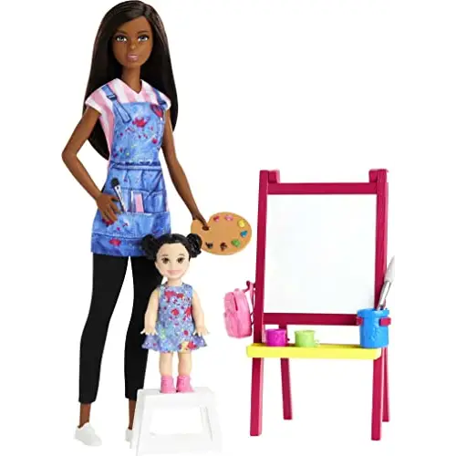 Barbie GJM30 - Kunstlehrerin Puppe (brünett) und Spielset