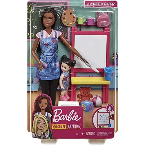 Barbie GJM30 - Kunstlehrerin Puppe (brünett) und Spielset